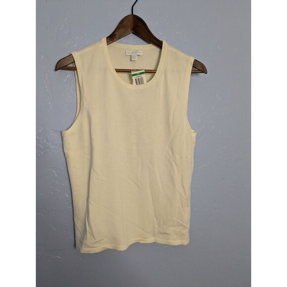 Charter Club Womens Ivory Sleeveless Knit Tank Top L Cotton classic quiet luxury - Picture 7 of 10